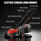 12Amp 16" Lawn Mower, 3-Position Height Adjustment, 2-in-1 Mulching &amp; Bagging, Corded Lawn Mower for Your Garden