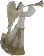 44" Cotton Thread LED Lighted Gold and Silver Glitter Angel Outdoor Christmas Decoration