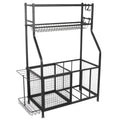 CHICIRIS GaraSports Equipment Organizer with Hooks, Balls StoraRack, GaraBalls Storage, Sport Gear GaraStoraRack with Baskets for Balls, Rackets, Workout Gear, Yoga Mats,Toys Black