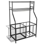 CHICIRIS GaraSports Equipment Organizer with Hooks, Balls StoraRack, GaraBalls Storage, Sport Gear GaraStoraRack with Baskets for Balls, Rackets, Workout Gear, Yoga Mats,Toys Black