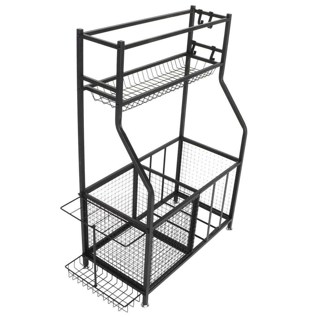 CHICIRIS GaraSports Equipment Organizer with Hooks, Balls StoraRack, GaraBalls Storage, Sport Gear GaraStoraRack with Baskets for Balls, Rackets, Workout Gear, Yoga Mats,Toys Black