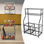 CHICIRIS GaraSports Equipment Organizer with Hooks, Balls StoraRack, GaraBalls Storage, Sport Gear GaraStoraRack with Baskets for Balls, Rackets, Workout Gear, Yoga Mats,Toys Black