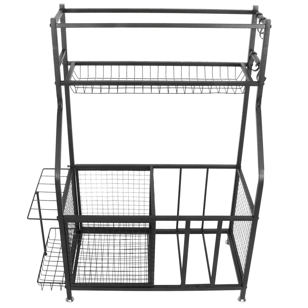 CHICIRIS GaraSports Equipment Organizer with Hooks, Balls StoraRack, GaraBalls Storage, Sport Gear GaraStoraRack with Baskets for Balls, Rackets, Workout Gear, Yoga Mats,Toys Black