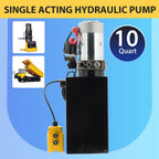 Single Acting Hydraulic Pump for Dump Trailers 12 VDC 10 Quart Metal Reservoir