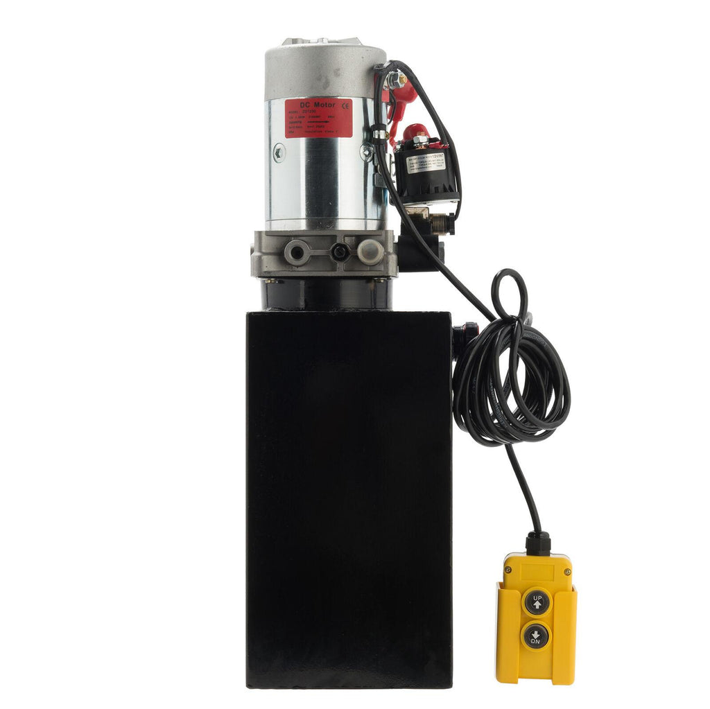 Single Acting Hydraulic Pump for Dump Trailers 12 VDC 10 Quart Metal Reservoir