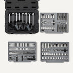 287-Piece Mechanic Socket Set with -Release Ratchets, Wrenches, Bits, 1/4" 3/8" 1/2", Metric and SAE, 3-Drawer Case, for Auto and Machine Repairs