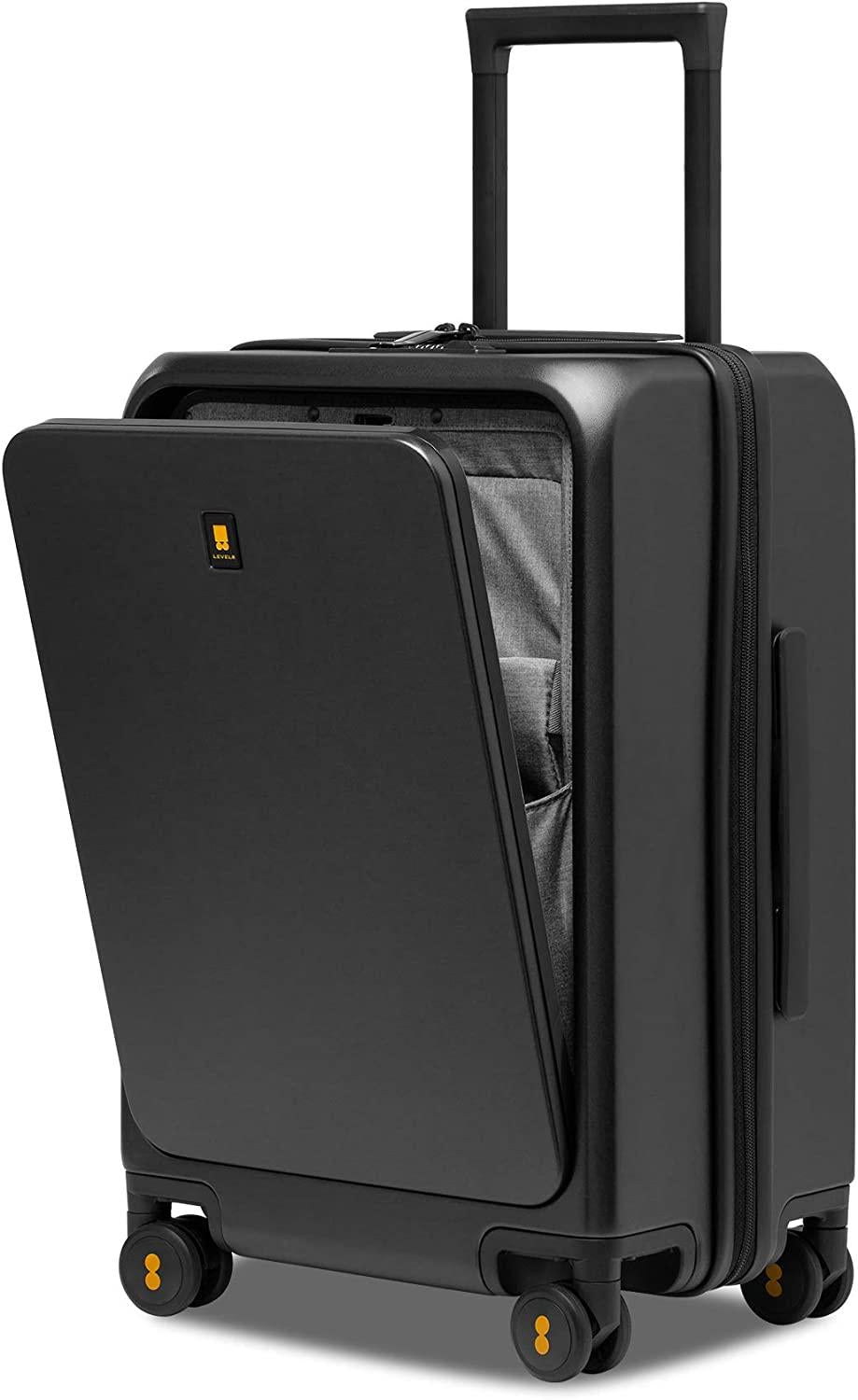 Carry-On Luggage, Road Runner Pro 20” Lightweight PC Hardside Suitcase with USB Charging Port, Spinner Trolley for Luggage with Front Compartment, TSA Lock - Dark Grey, 20-Inch