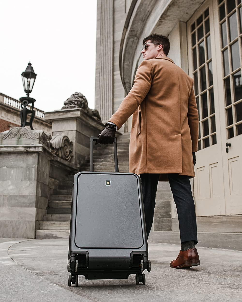 Carry-On Luggage, Road Runner Pro 20” Lightweight PC Hardside Suitcase with USB Charging Port, Spinner Trolley for Luggage with Front Compartment, TSA Lock - Dark Grey, 20-Inch