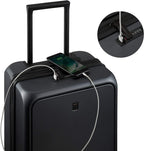 Carry-On Luggage, Road Runner Pro 20” Lightweight PC Hardside Suitcase with USB Charging Port, Spinner Trolley for Luggage with Front Compartment, TSA Lock - Dark Grey, 20-Inch