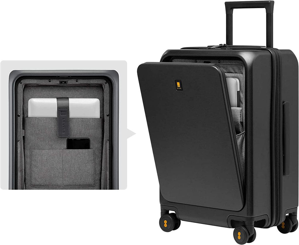 Carry-On Luggage, Road Runner Pro 20” Lightweight PC Hardside Suitcase with USB Charging Port, Spinner Trolley for Luggage with Front Compartment, TSA Lock - Dark Grey, 20-Inch