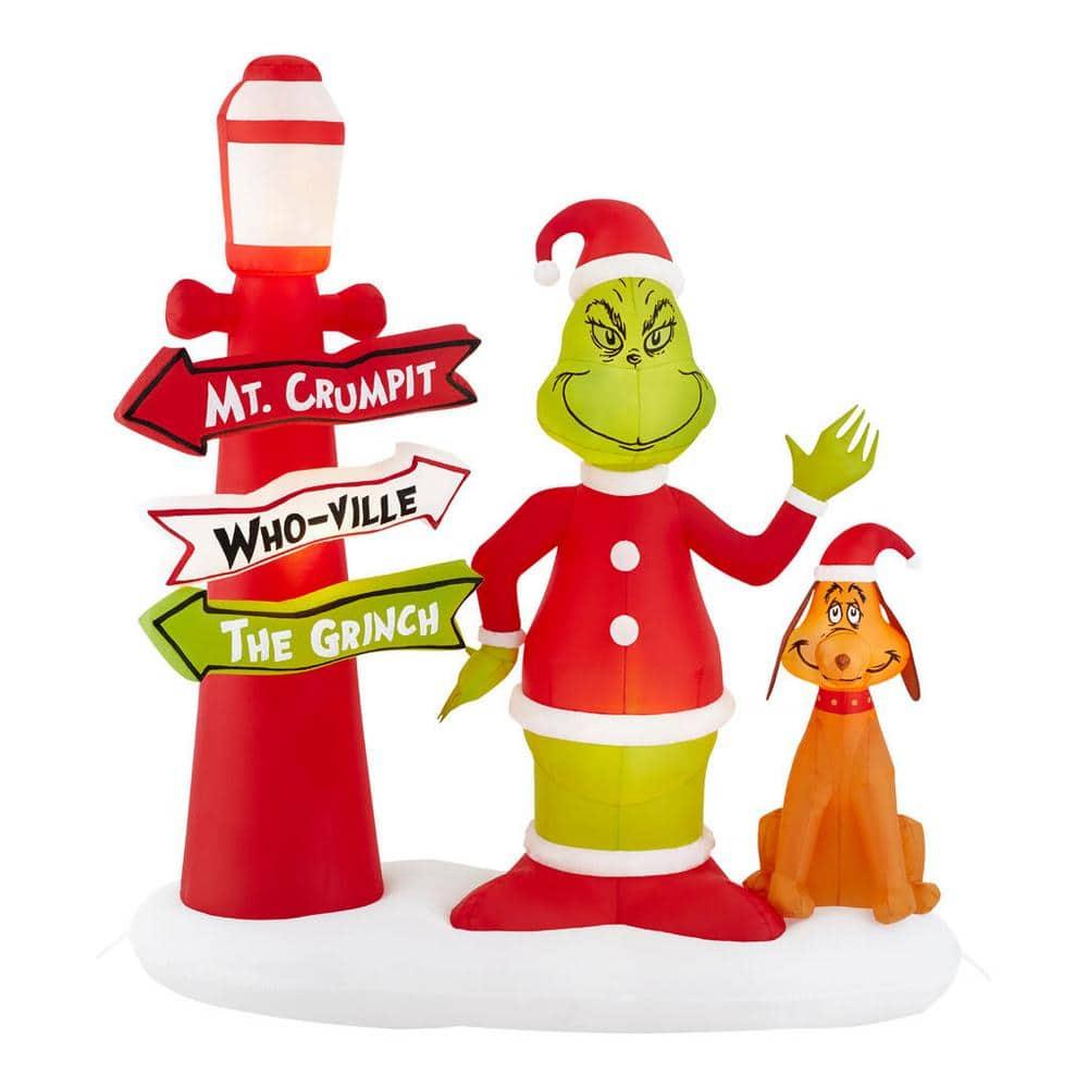 6 ft Grinch With Sign Holiday Inflatable