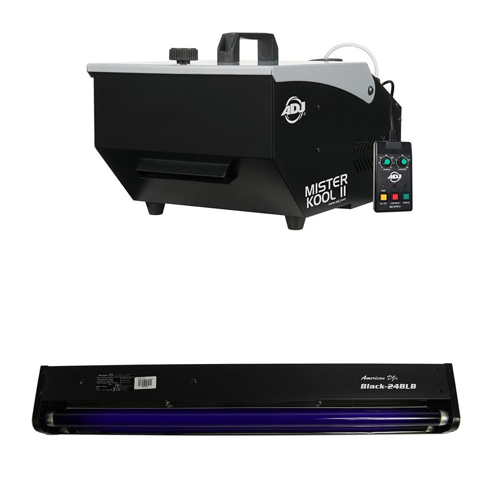 ADJ Mister Kool II Fog Machine American &amp; DJ 24 Inch Black Light Tube (2 Pack)