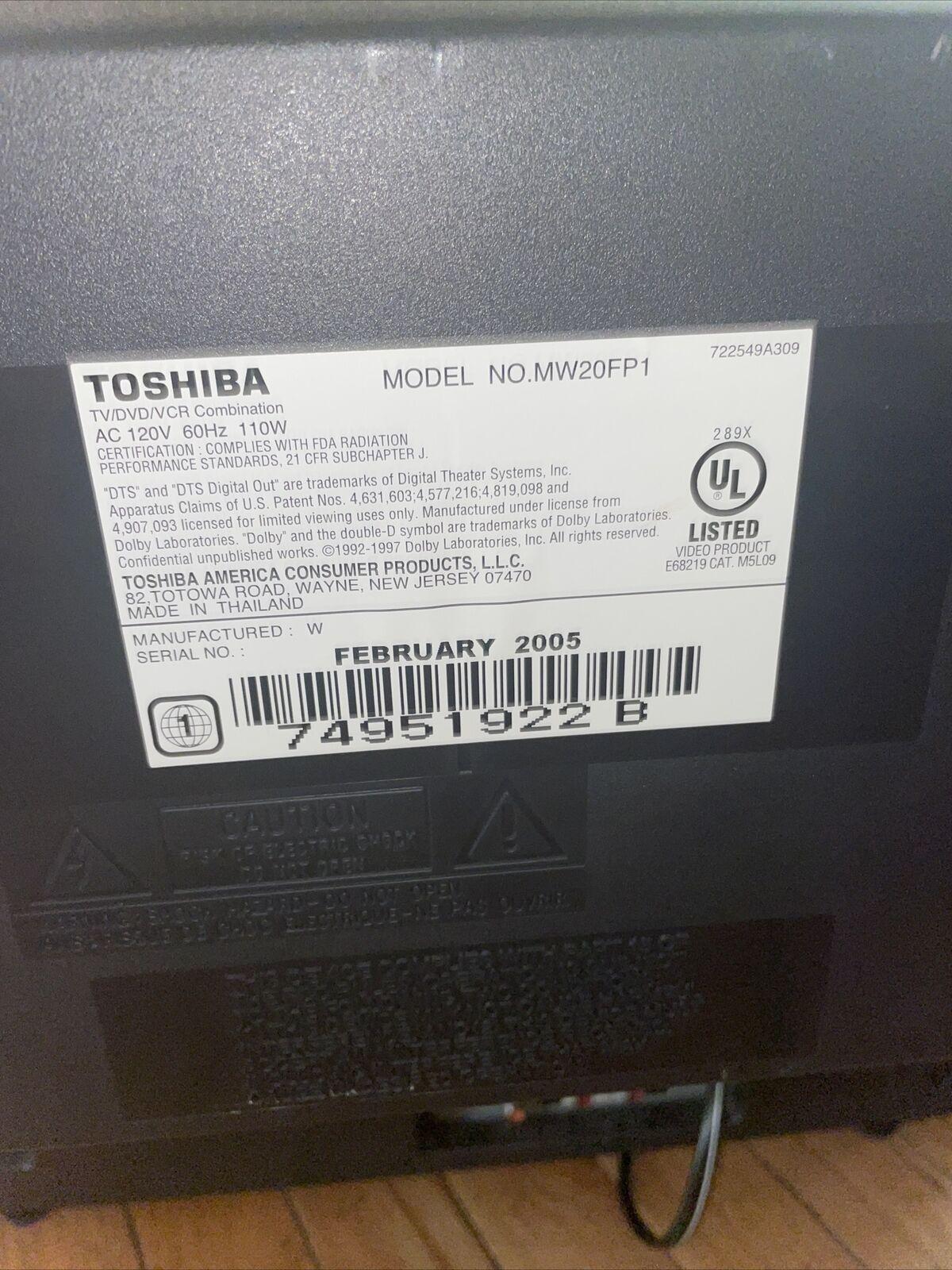 toshiba mw20fp1 20" crt tv vcr dvd combo retro gaming television remote