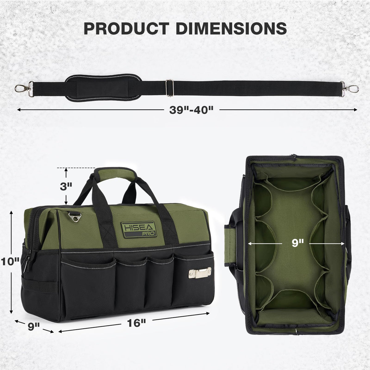 Heavy Duty Tool Bag 20 Pockets, 16-Inch Portable Tool Box Organizer | Waterproof, Wide Mouth, LarStoraToolbag for Electrician, Tradesman, with Adjustable Shoulder Strap, Soft Handle