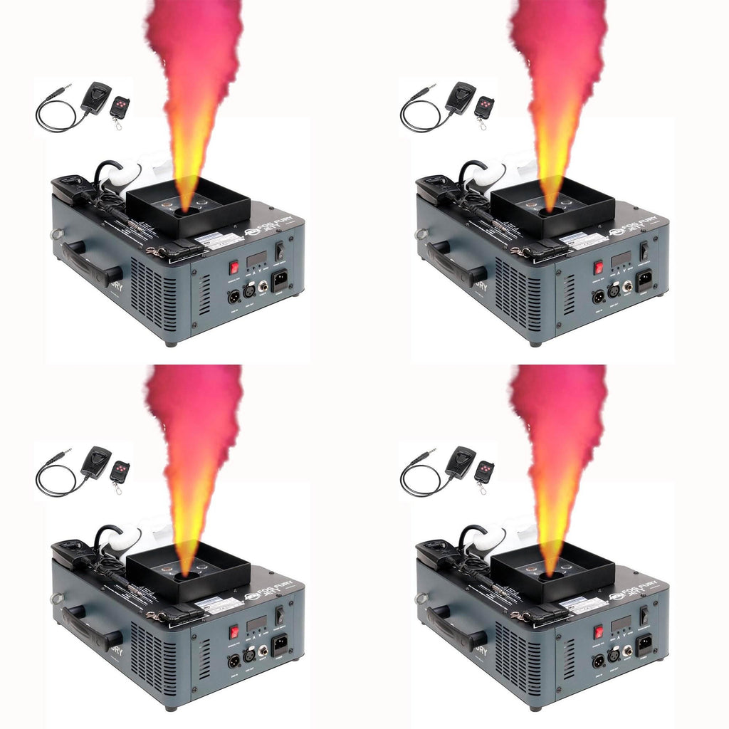 ADJ Fog Fury Jett Smoke Machine and LED Lights with Wireless Remote (4 Pack)