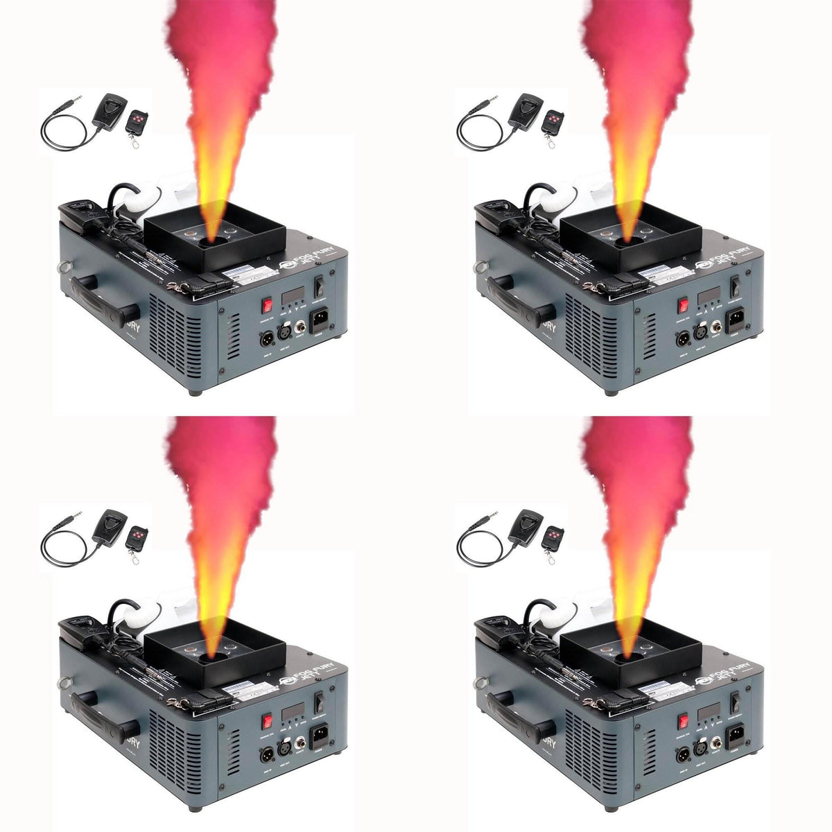 ADJ Fog Fury Jett Smoke Machine and LED Lights with Wireless Remote (4 Pack)