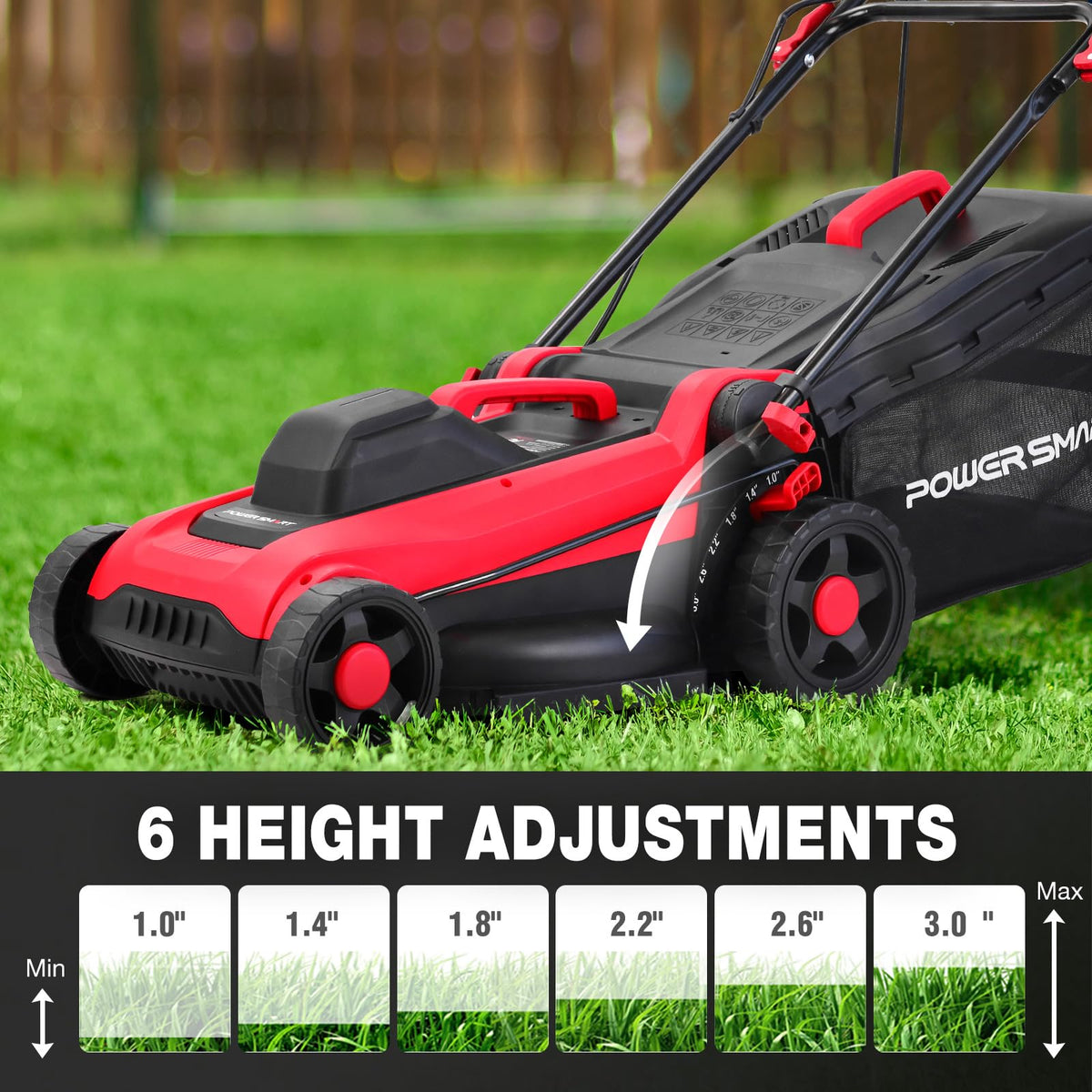 Corded Electric Lawn Mower 14-Inch 12.5AMP with Adjustable Handle Height, 6 Cutting Heights, 10-Gallon Collection Bag 2026 Version
