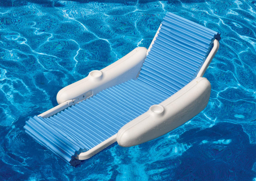 Swim Central 66-Inch Blue and White Rippled Eva Float Swimming Pool Lounge Chair
