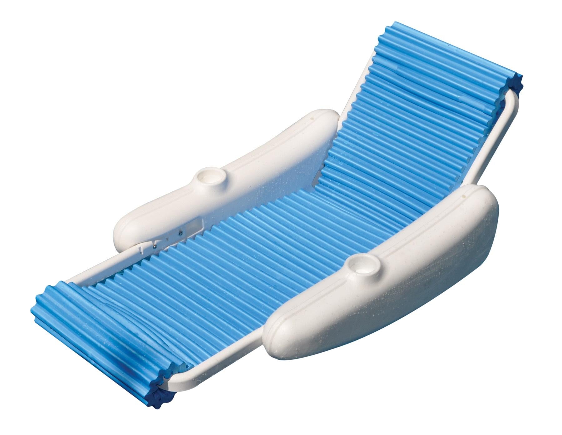 Swim Central 66-Inch Blue and White Rippled Eva Float Swimming Pool Lounge Chair