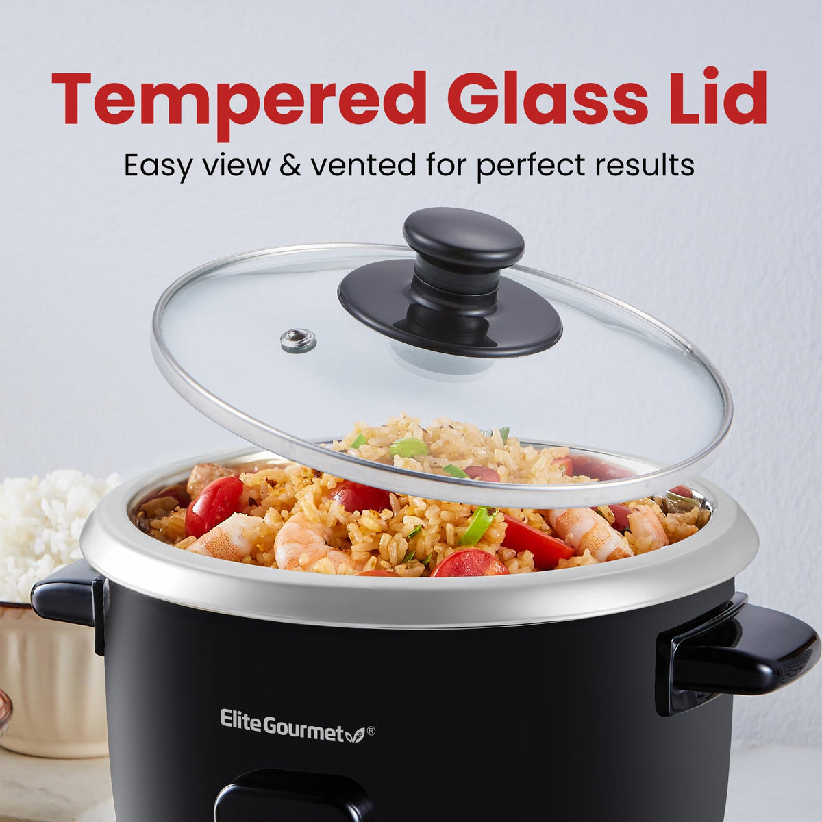 ERC003BX Electric Rice Cooker with Automatic Keep Warm Makes Soups, Stews, Grains, Hot Cereals, 6 Cups Cooked (3 Cups Uncooked), Black