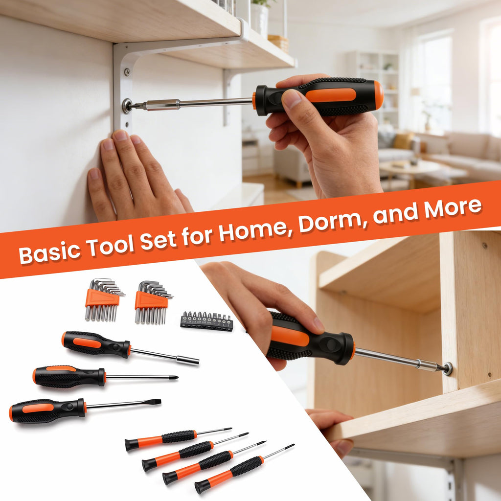 Home Repair Tool Kit 141 Piece Basic Tool Set for Men Car Mechanic | Tool Set for Home Dorm Screwdriver & Socket Set with StoraTool Box Hand Tool Kit for Auto Repair