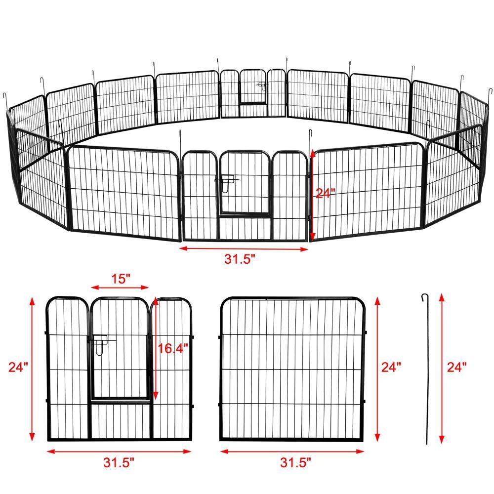 31''W x 24''H Foldable Pet Pen - Metal Dog Pen Puppy Cat Exercise Fence Barrier Kennel 16 Panels/32 Panels
