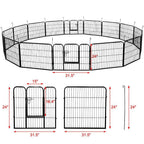 31''W x 24''H Foldable Pet Pen - Metal Dog Pen Puppy Cat Exercise Fence Barrier Kennel 16 Panels/32 Panels