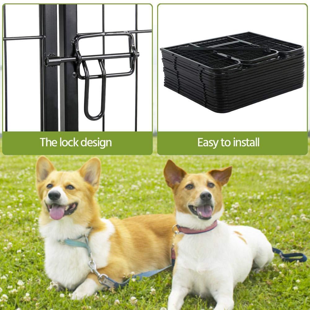 31''W x 24''H Foldable Pet Pen - Metal Dog Pen Puppy Cat Exercise Fence Barrier Kennel 16 Panels/32 Panels