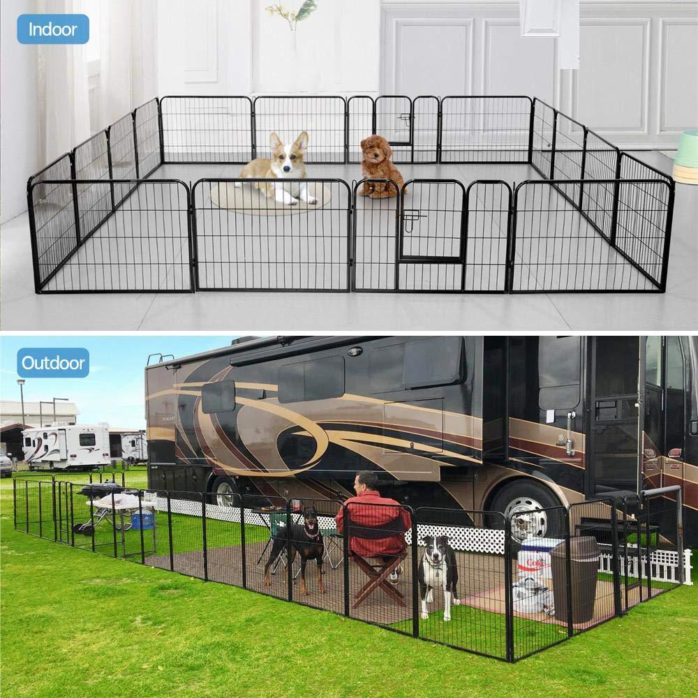 31''W x 24''H Foldable Pet Pen - Metal Dog Pen Puppy Cat Exercise Fence Barrier Kennel 16 Panels/32 Panels
