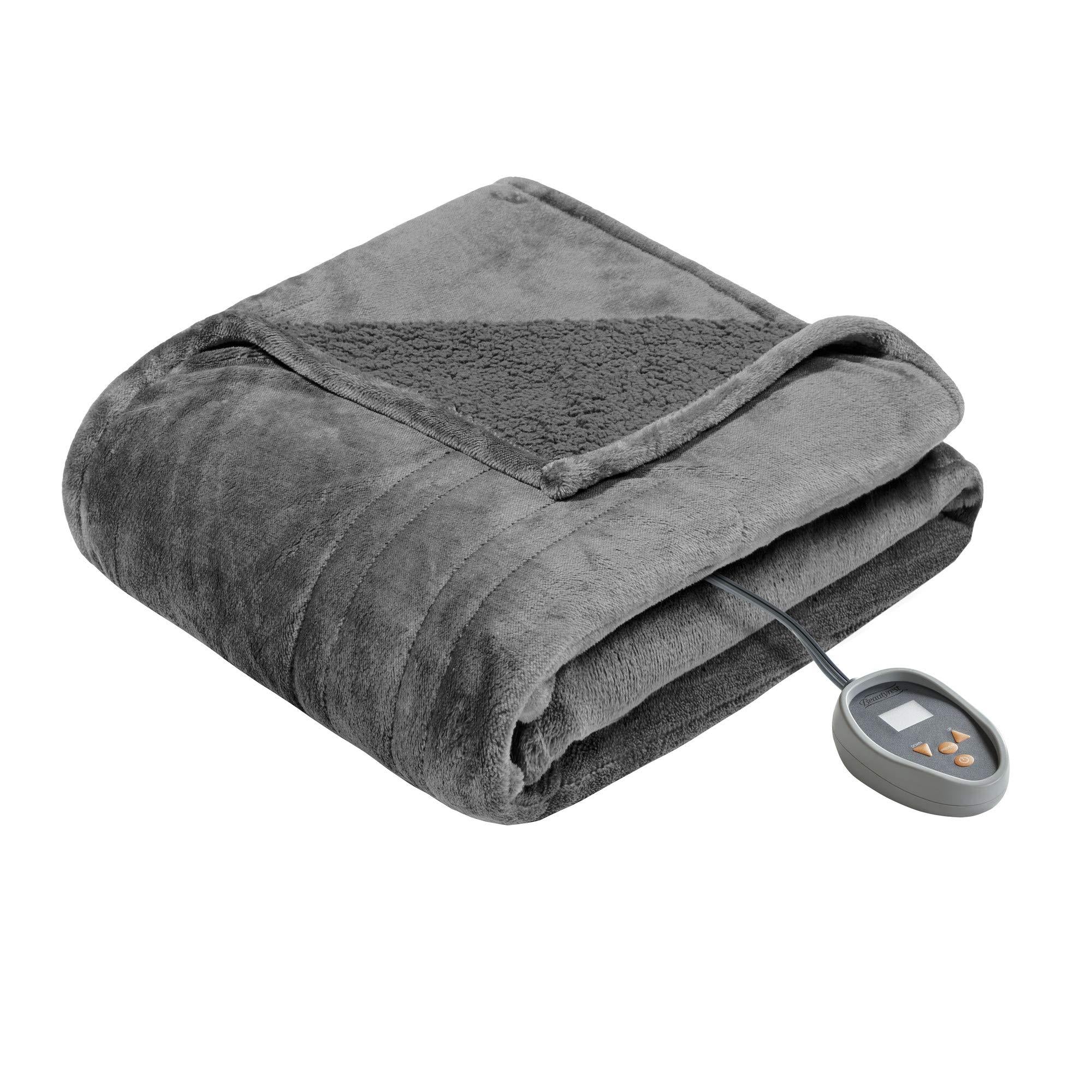 Gracie Mills Electric Blanket w/Two Heat Level Setting Controllers, Queen, Grey - BR54-0418