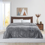 Gracie Mills Electric Blanket w/Two Heat Level Setting Controllers, Queen, Grey - BR54-0418
