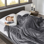 Gracie Mills Electric Blanket w/Two Heat Level Setting Controllers, Queen, Grey - BR54-0418