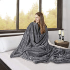 Gracie Mills Electric Blanket w/Two Heat Level Setting Controllers, Queen, Grey - BR54-0418