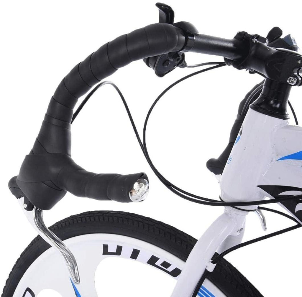 Qianglin 24'' 21 Speed Full Suspension Road Bike,Outdoor Fitness Cycling Bicycle Mechanical Dual Disc Brakes 700C Tire City Bike,Fit for Adults/Youth Student Urban Commuter(US Stock)