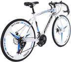 Qianglin 24'' 21 Speed Full Suspension Road Bike,Outdoor Fitness Cycling Bicycle Mechanical Dual Disc Brakes 700C Tire City Bike,Fit for Adults/Youth Student Urban Commuter(US Stock)