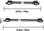 vevor pto shaft, 1-3/8" pto drive shaft, 6 spline tractor, round implement ends pto driveline shaft, series 4 tractor pto shaft, 43"-61" brush hog pto shaft black, for finish mower, rotary cutter