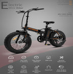 Folding Electric Bicycle,3 Riding Modes,500W Motor 20" Fat Tire With 36V/13Ah Li-Battery,With Front light,Rear Reflector-Black