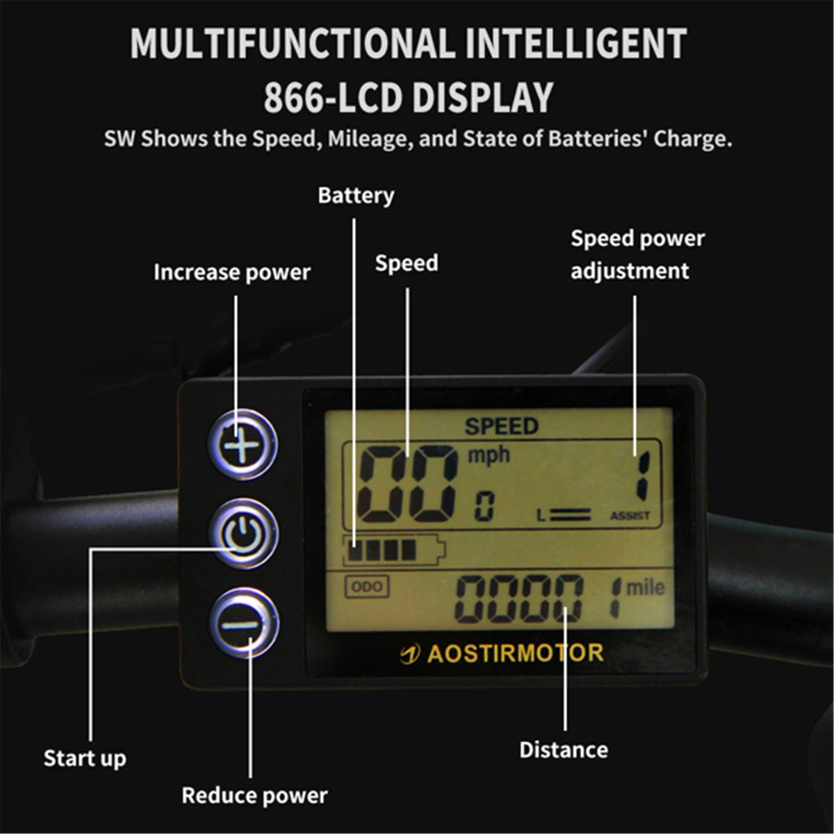 Folding Electric Bicycle,3 Riding Modes,500W Motor 20" Fat Tire With 36V/13Ah Li-Battery,With Front light,Rear Reflector-Black