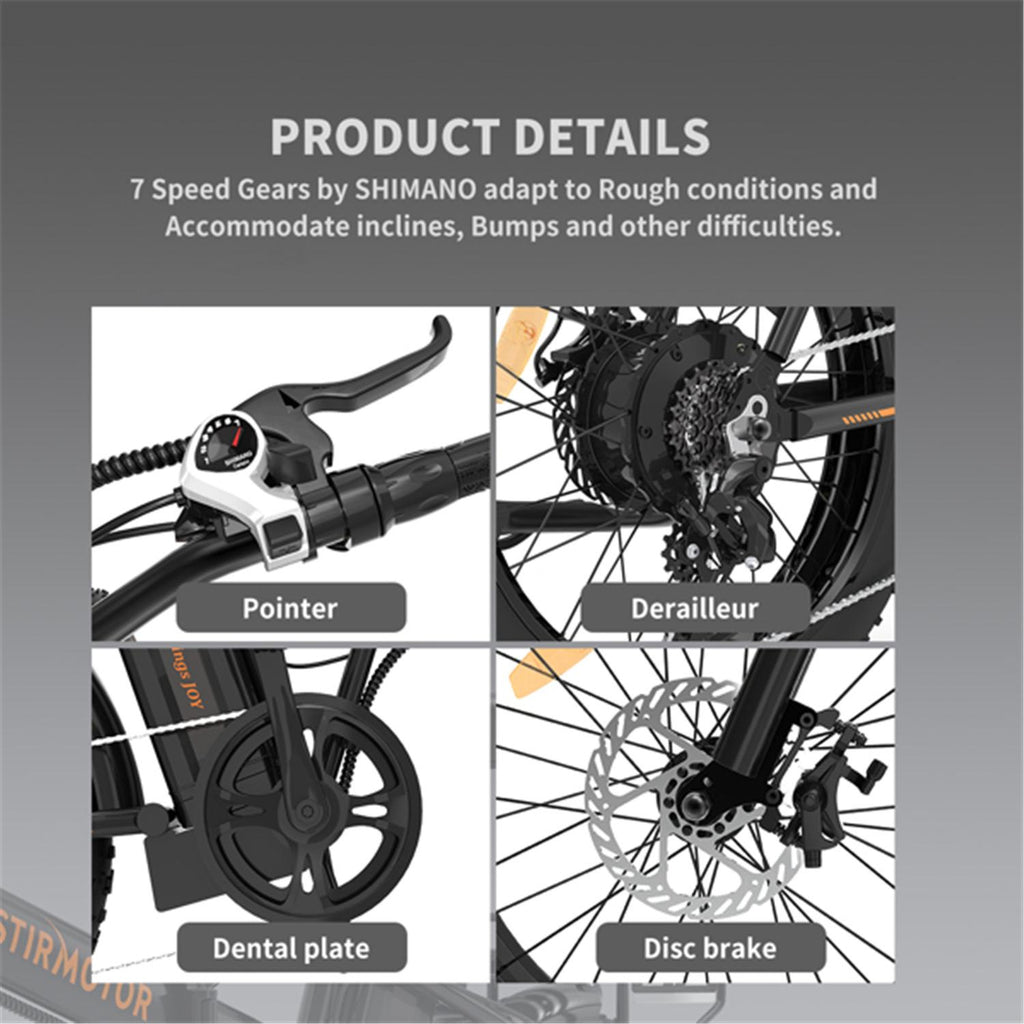 Folding Electric Bicycle,3 Riding Modes,500W Motor 20" Fat Tire With 36V/13Ah Li-Battery,With Front light,Rear Reflector-Black