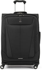 Maxlite 5 Softside Expandable Luggage with 4 Spinner Wheels, Lightweight Suitcase, Men and Women, Black, Checked-Medium 25-Inch