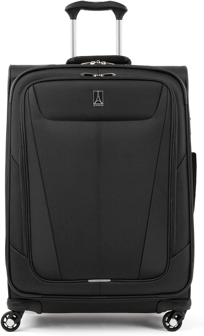 Maxlite 5 Softside Expandable Luggage with 4 Spinner Wheels, Lightweight Suitcase, Men and Women, Black, Checked-Medium 25-Inch