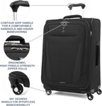 Maxlite 5 Softside Expandable Luggage with 4 Spinner Wheels, Lightweight Suitcase, Men and Women, Black, Checked-Medium 25-Inch