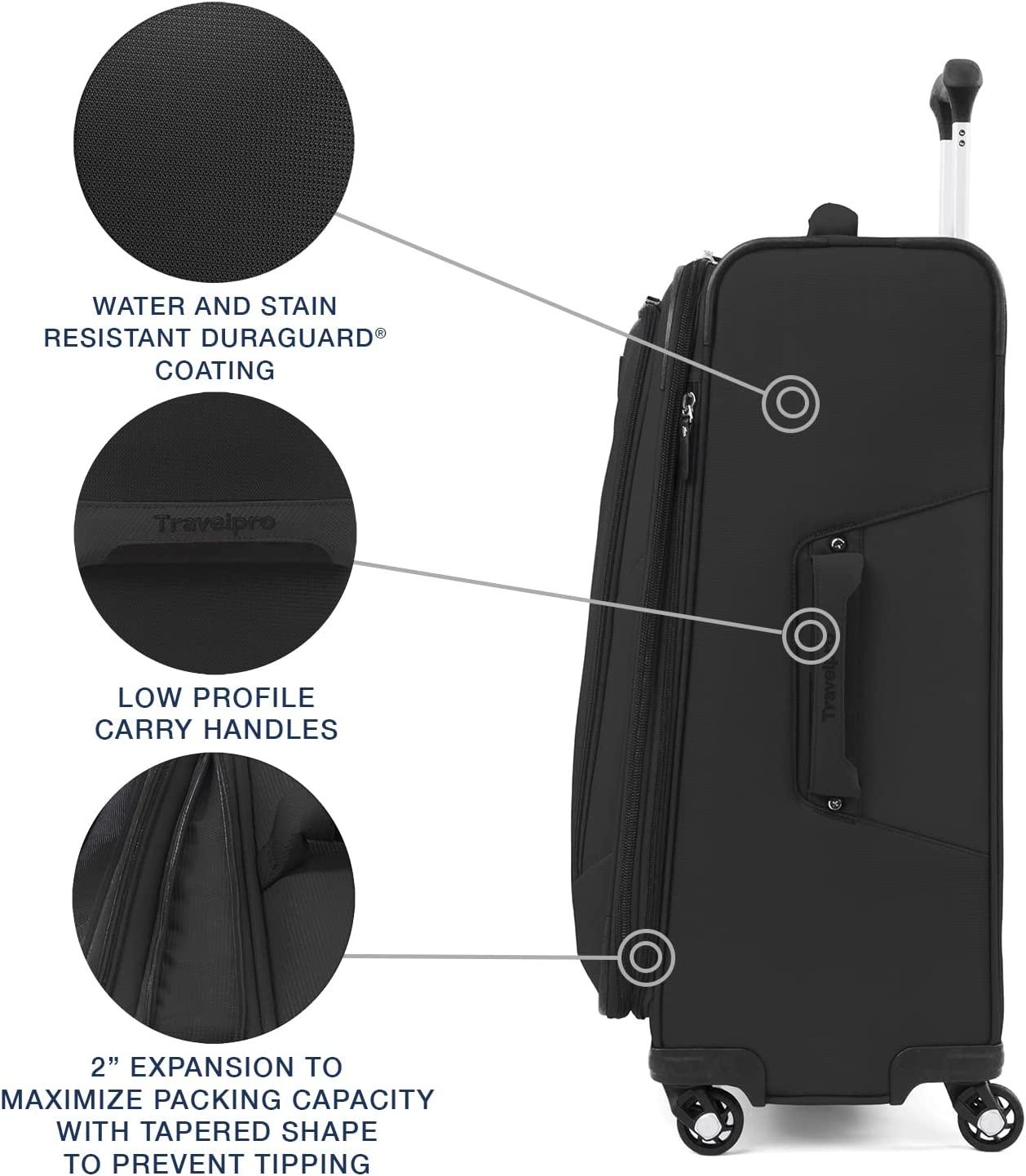 Maxlite 5 Softside Expandable Luggage with 4 Spinner Wheels, Lightweight Suitcase, Men and Women, Black, Checked-Medium 25-Inch