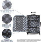 Maxlite 5 Softside Expandable Luggage with 4 Spinner Wheels, Lightweight Suitcase, Men and Women, Black, Checked-Medium 25-Inch