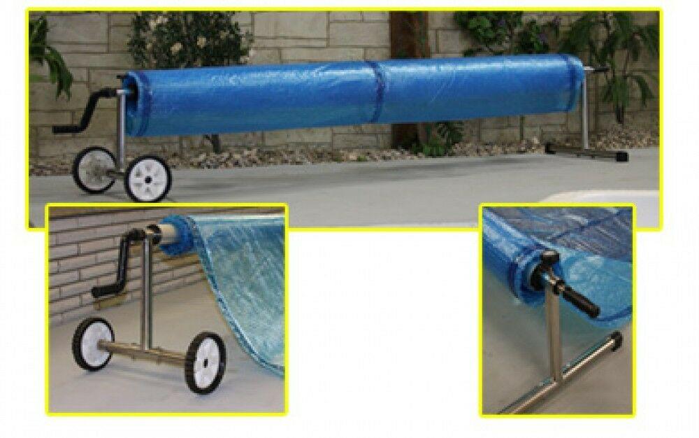 stainless steel in-ground solar pool cover reel for pools up to 16' wide