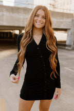 button mini dress - black