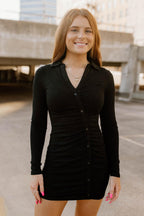 button mini dress - black