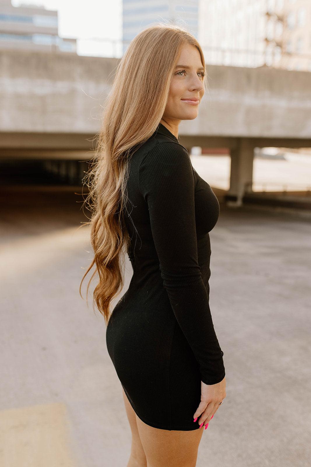 button mini dress - black