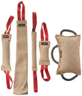 Dean and Tyler Mixed Tug Bundle of 1 Bite Pillow + 1 Bite Rug + 3 Tugs, Jute, Various Tug Sizes