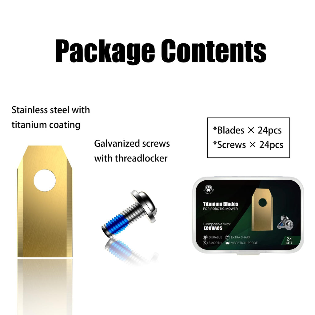 24Pcs ium Replacement Blades Compatible for  Goat All Series, Robust Replacement Robotic Lawnmower Blades, High-Performance Cutting